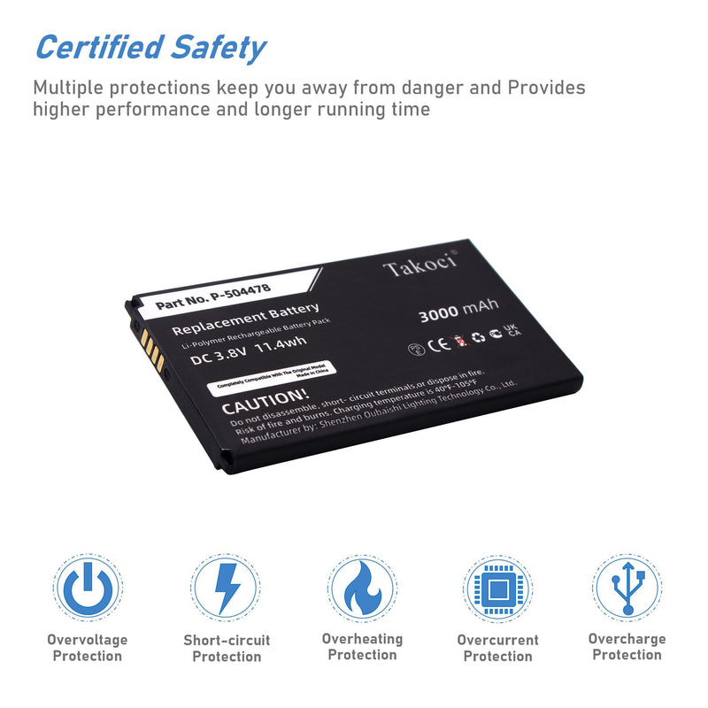 Replacement Battery for ADT P-504478 Command Secondary Color Touchscreen Keypad 3000mAh
