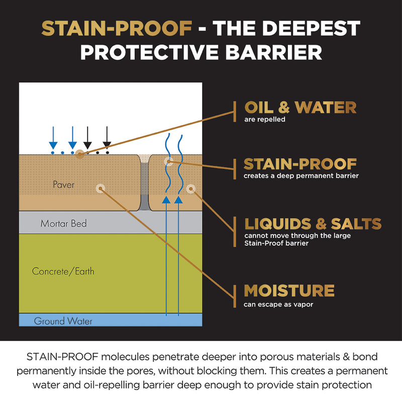 Stain Proof Dense Stone Impregnating Sealer - 1 Pint, Protects Against Water and Salt Damage and Oil-Based Stains, Sealer for Granite, Marble, Tile & Natural Stone; For Indoor & Outdoor Application