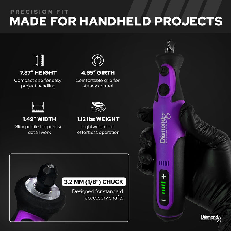 Diamondg Cordless Rotary Tool Kit, 8V, 5-Speeds - 50pcs DIY Accessories Purple