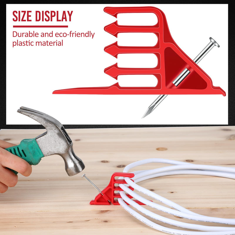 50 Pcs Cable Stackers Electrical Cable Staples Wire Stackers Insulated Multi Cable Staple Sort Out Electric Cables Efficient Cable Organization for Various Quantities of Cables (Red) 50