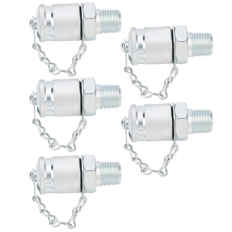 5Pcs Hydraulic Pressure Test Coupling Kit, Hydraulic Pressure Test Adapter, for PT/PPT Series Coupler(NPT1/4)
