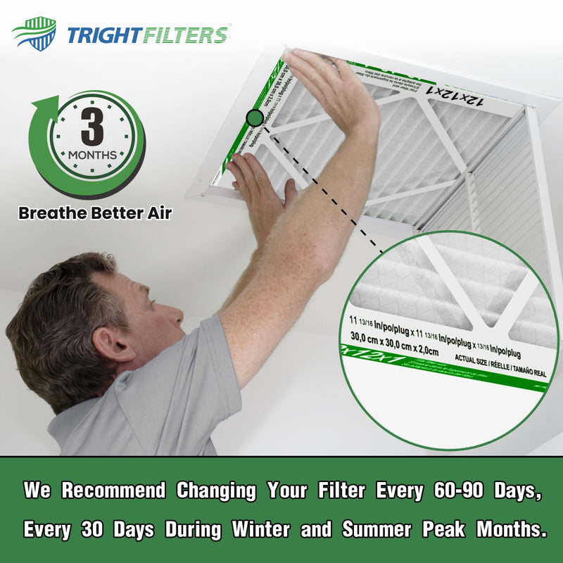 12x12x1 Air Filter 6 Pack, Durable MERV 8 Pleated Home HVAC AC Furnace Filters, Lightweight Compact Air Conditioner Filter Replacement 12x12x1