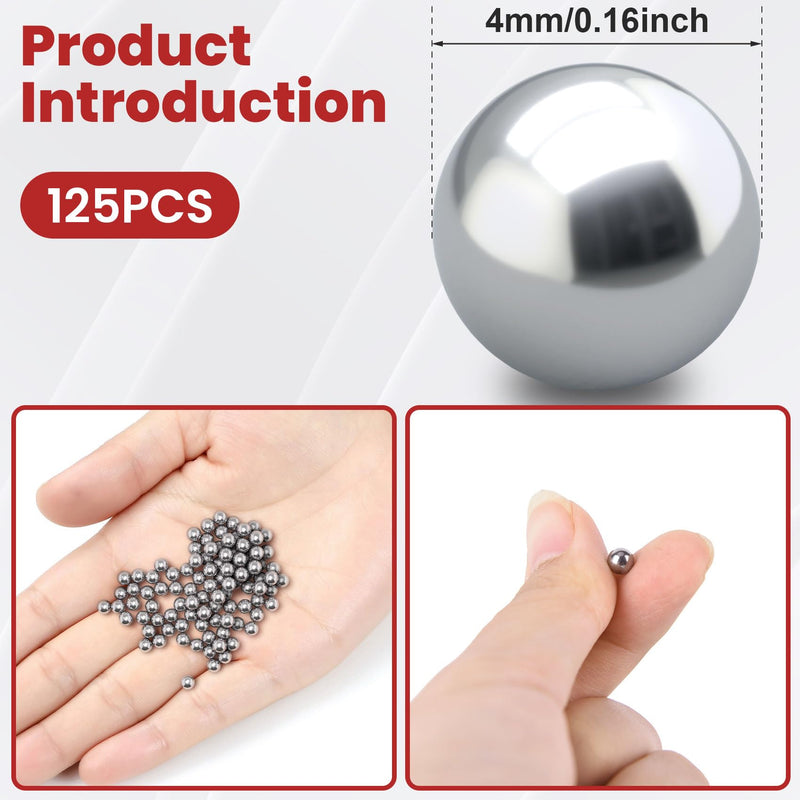 125PCS Paint Mixing Balls, 316 Stainless Steel 0.16” Nail Polish Balls, High Temperature Resistant Mini Metal Bearing Ball for Mixing Nail Polish, Oil Paint, DIY Projects 0.16 inch 125pcs