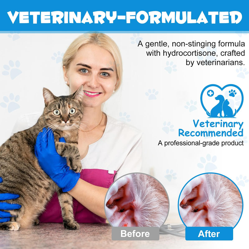 ZIXAOK 2PCS Dog & Cat Ear Infection Treatment Drops, Pets Ear Cleaning Drops with 1% Hydrocortisone for Dog & Cats Yeast Infection, Itchy Ear Relief, Treats Ear Infections for Dogs & Cats 2 pack