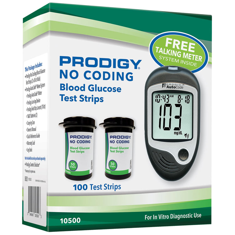 PRODIGY 100ct Test Strips with AutoCode Talking Meter Starter Kit