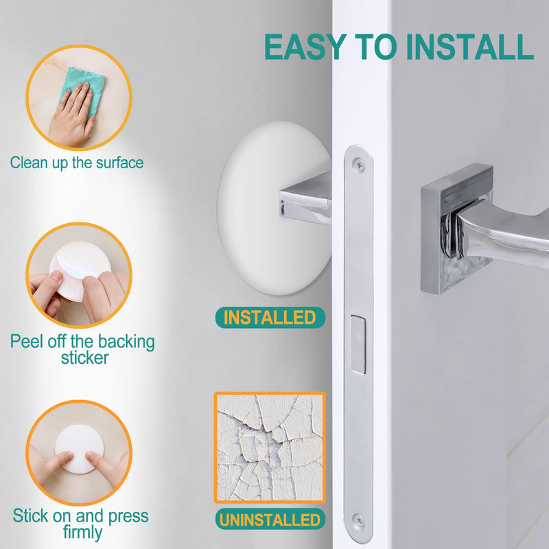 [3.15"] Door Stoppers Wall Protector, 6 Pcs Large White Silicone Door Bumpers with Strong Thickened Adhesive,Shock Absorbent Door Knobs Wall Protectors to Cover up Damage and Protect Wall Surfaces Large Size 3.15" (6 PCS)