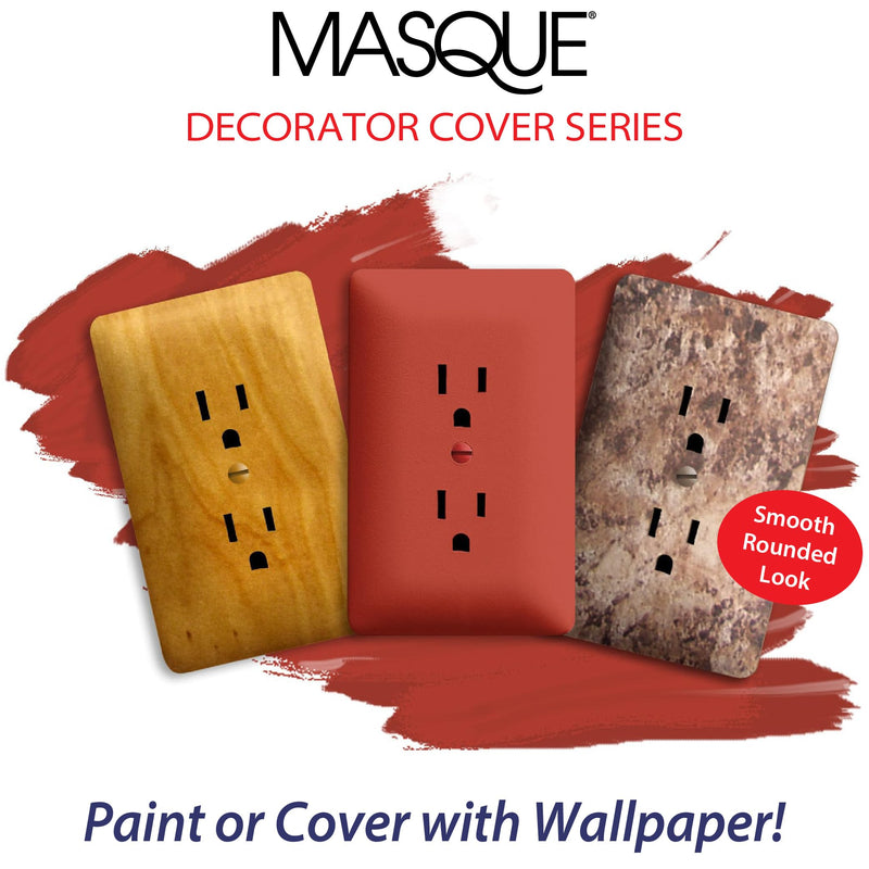 Taymac 2000W Masque 2000 1-Gang Decorator Style Wallplate, Paintable Duplex Outlet Cover, White (1-Pack) Cover 2000W