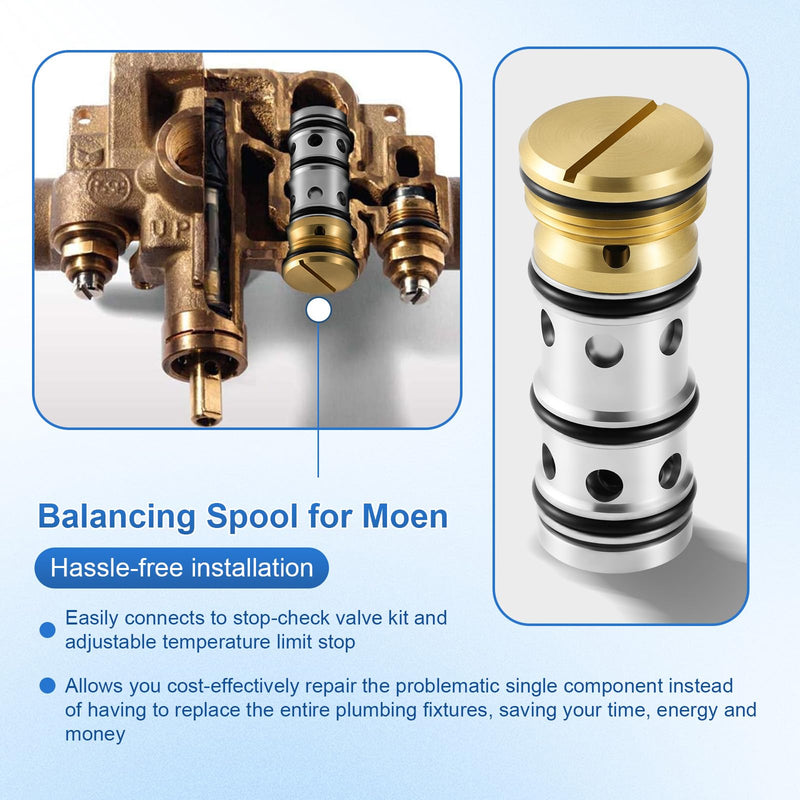 1423 balancing spool, Fits Moen Tub Shower and Shower-Only Faucets132343 | Fits 1423 Moentrol Pressure Balancing Spool Helps Restore Water Temperature & Pressure Control