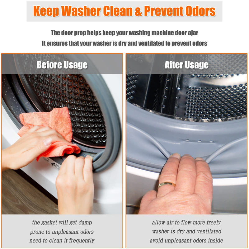 Front Load Washer Door Prop and Stopper - Magnetic Washing Machine Door Holder with 2.6-Inch Magnet Base, Removable Washer Door Stopper Keep Washer Door Open to Prevent Odors (White) White