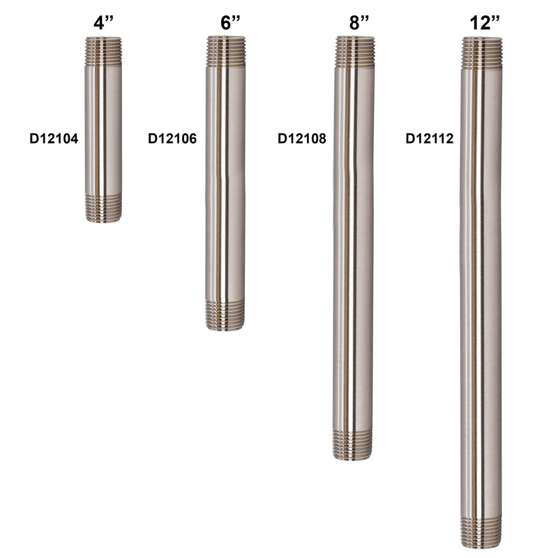 Westbrass D12119-26 ½” x 19" IPS Brass Pipe Nipple, Polished Chrome 1 Pack