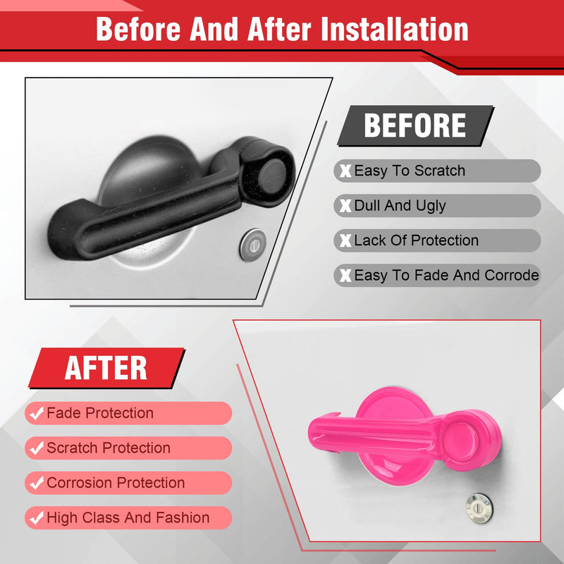 Car Outside Door Handle Set,Tailgate Handle Cover Recess Guard,Exterior Door Handle Set Replacement for Wranglers JK JKU Libertys 2007-2018,15PCs (Pink) Pink