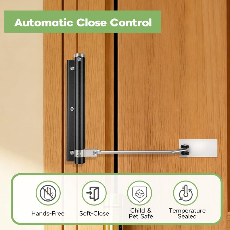 Automatic Door Closer, Stops Door Slamming, Ultra-Quiet Soft Close for Home & Apartment Doors, Upgraded Aluminum Roller Arm, Scratch-Free, Adjustable Speed, Self Closing Spring Door Closer, White Painted White Small Size – Doors up to 88 lbs