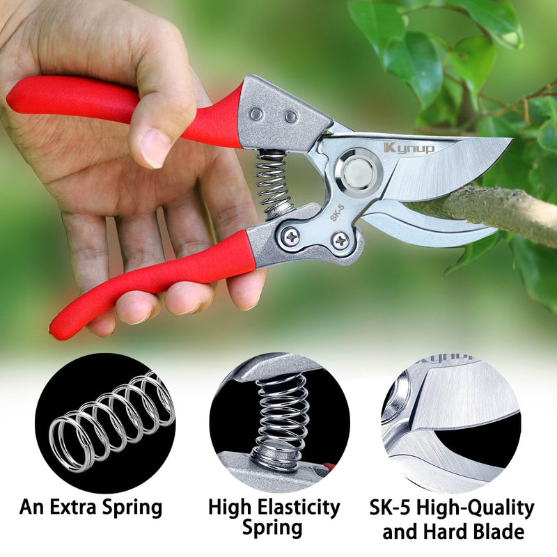 Kynup Pruning Shears for Gardening, Garden Hand Shears, Professional Bypass Pruner Hand Shears Heavy Duty, Pruners for Gardening, Garden Clippers, Hedge Shears, Garden Tools(Red) V11 Red