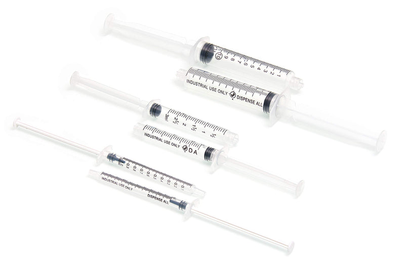 K2-3PK All-Purpose Industrial Syringe Kit - 1ml/3ml/10ml with 1 & 2 Inch 14, 18, & 21 Gauge Dispensing Tips, Syringe Caps and Tip Covers 3 Pack