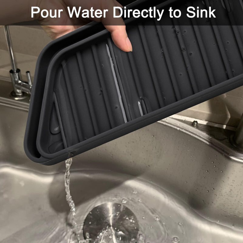 KindGa Refrigerator Drip Catcher Tray,Protector Ice and Water Dispenser Pan,Fridge Spills Water Pad Catch Basin for Drainage 2 Pack (Rectangular,Black) 2 pack Rectangular Black