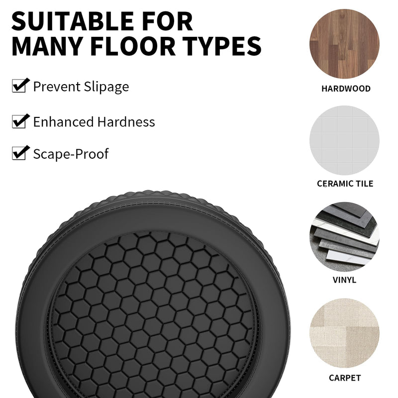 YSD Non Slip Furniture Caster Cups, 12 PCS 50 MM Anti-Sliding Furniture Pads Bed Couch Stopper Floor Protectors with Grip - Black Round Furniture Coasters 50MM