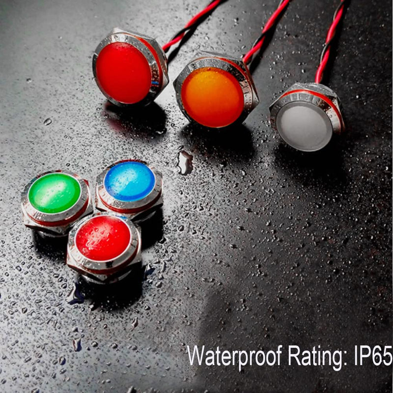 4pcs 110V 20mA Energy Saving Indicator Metal Indicator Lamp Waterproof Signal Lamp Hole Size 16mm Green LED (Spherical Surface Head)