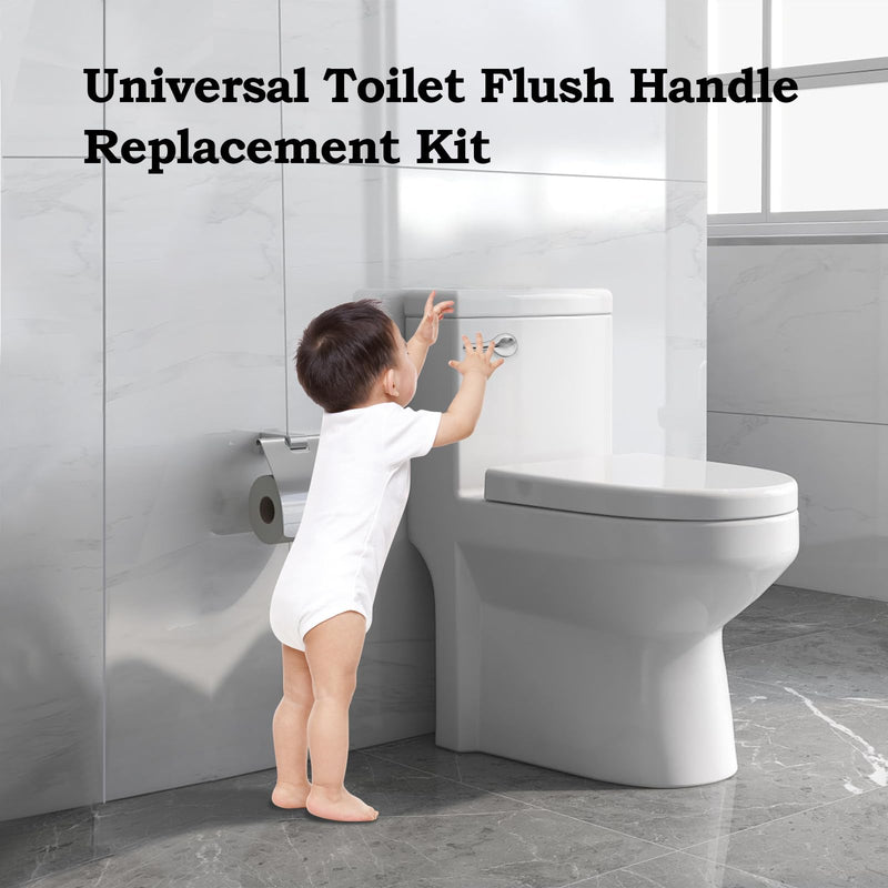 Universal Toilet Flush Handle, Front Mount Bowl Flusher Replacement Kit with Chain, Handle Lever Tank Kit Suitable for American Standard/Mansfield Toilet,etc, Easy to Install(1Pcs) 1 Piece