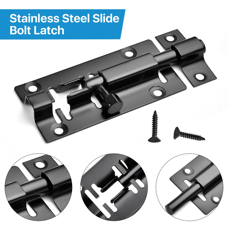 12 Pack Slide Barrel Bolt Latch, 2.87 Inch Solid Stainless Steel Bolt Latch, Small Barrel Bolt Door Latch with Screw, Security Lock Sliding Lock for Door, Easy Installation