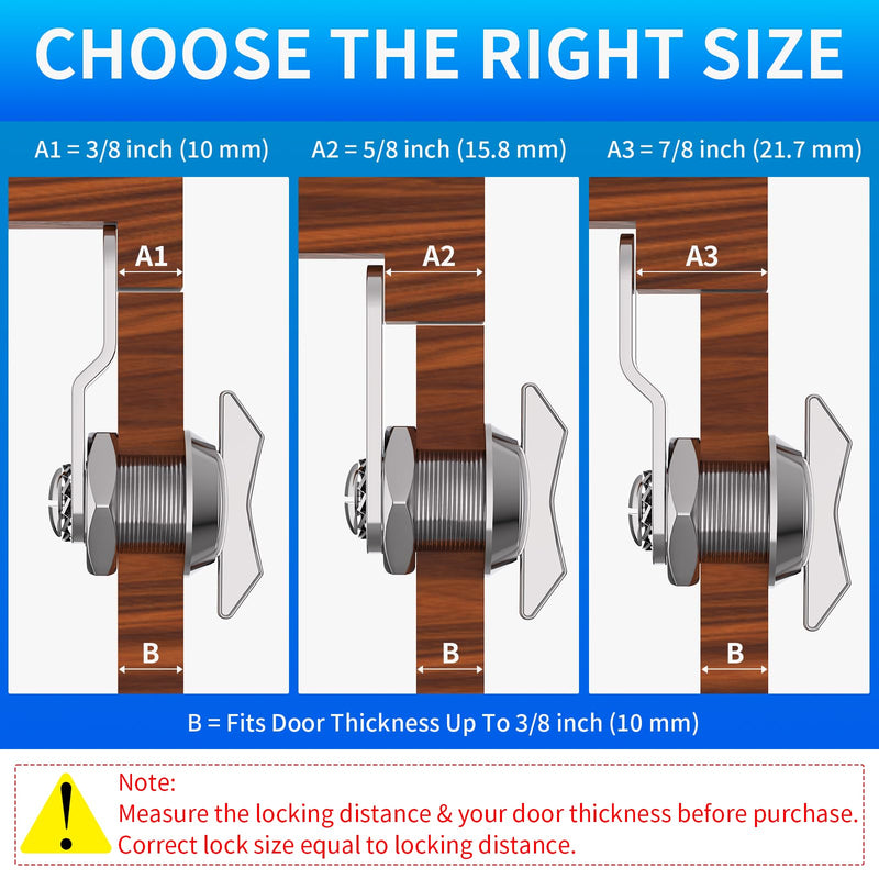 5/8 Inch Thumb Operated Offset Cam Lock, 5Pcs Keyless Compartment Lock for RV, Cabinet Mailbox Drawer Lock Latch, 100% Metal Replacement Lock Cylinder for Storage Door, Camper, Vehicles