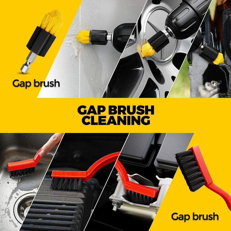 Holikme 22Pack Drill Brush Attachments Set,Scrub Pads & Sponge, Buffing Pads,Power Scrubber Brush,Car Polishing Pad Kit,Wax Applicator Pad,Car Cleaning Kit,Masonry Brushes,Cleaning Supplies Yellow