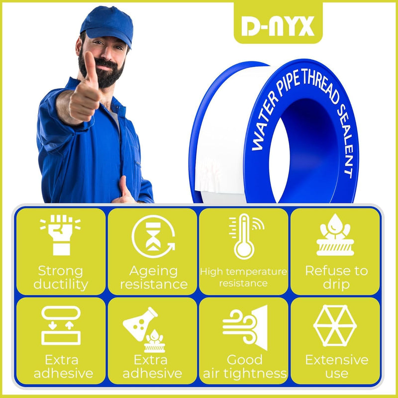 4 Rolls 1/2 Inch(W) X 520 Inches(L) Teflon Duct Sealant Tape for Shower Head, Plumbing Thread Tapes, Water Pipe Sealing Plumbers PTFE Thread Seal, Pipe Dope Thread Sealant for Water 4 Pack