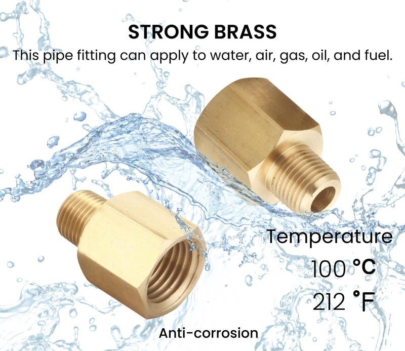 Brass Pipe Fitting, Adapter, 1/8 Inch NPT Male Pipe x 1/4 Inch NPT Female Pipe, Pack of 5 1/8 Inch NPT Male x 1/4 Inch NPT Female 5 Piece