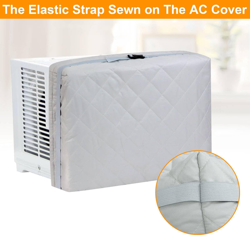 Demao Indoor Air Conditioner Cover, Cotton Filled Grey Window AC Cover - Indoor Use Only, Premium Dust Protection with Double Layer Fabric-25 "× 18" × 3.5 ",Washable with Water for Repeated Use. 25"W×18"H×3.5"D