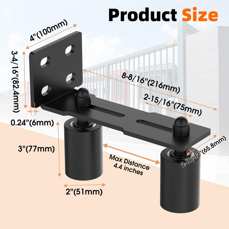 Heavy Duty Sliding Gate Guide Roller Hardware Kit, 3" Black Nylon Wheels with Steel L-Bracket, Adjustable Slide Gate Guide Roller for Rolling Door, Wood, Garage (Black-1pc, 3in) Black-1pc