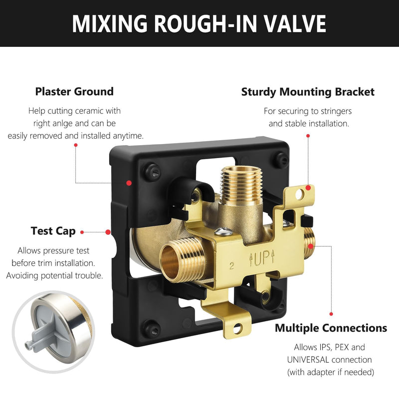 Shower Valve for Delta R10000-UNBXHF, 3 Port 1/2 Inch Connection 1-Pack, R10000 Valve Kit Compatible with Delta MultiChoice 13 14 17 17T Shower Trim, High Flow Brass Construction Without Stops