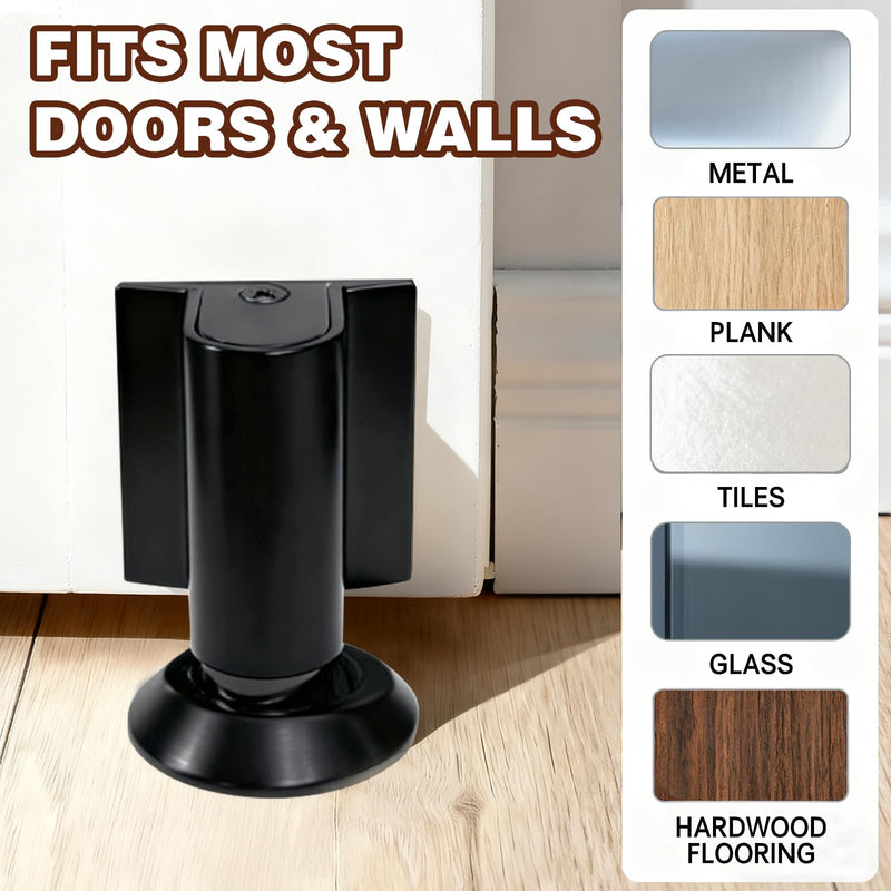 Magnetic Door Stoppers for Bottom of Door Holder 1 Pack Heavy Duty Magnetic Door Catch Holder to Keep Door Open with Screws and Adhesive No Drilling Magnet Mount Floor Door Stop Black