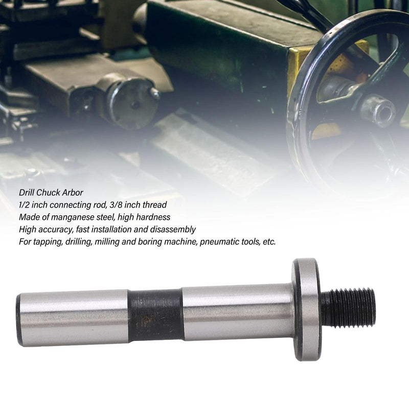 1/2in Shank to 3/8in-24 Threaded Drill Chuck Arbor Replacement for Lathe Machine Tool