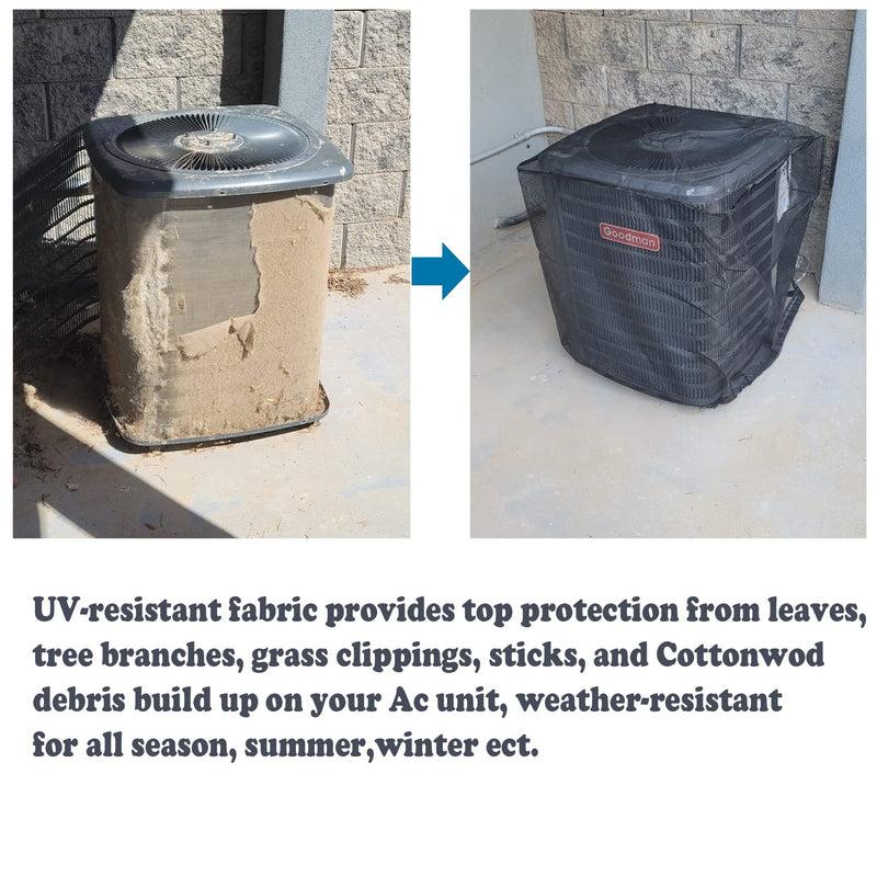 Full Mesh Air Conditioner Cover – AC Cover Designed to Protect Coils from Clogging - Leaves, Grass, dust and Debris - Outdoor Protection Grey 32x32x36
