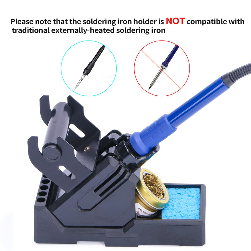 YIHUA X-2 Evolution Advanced Heat-Resistant Soldering Iron Holder & Storage System with Solder Spool Holder, Brass Wool Tip Cleaner, Cleaning Sponge, Protective Edge, 5 Integrated Tip Storage Slots