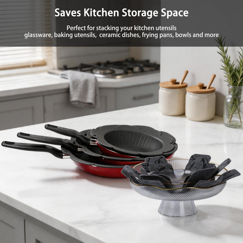 Pan Protectors&Separators for Stacking Silicone,Pan and Pot Protectors | (Include 8",10",12") 3pcs Thicker,Pan Scratch Protector Nonstick Frying Pans &More Reusable,Dishwasher Safe