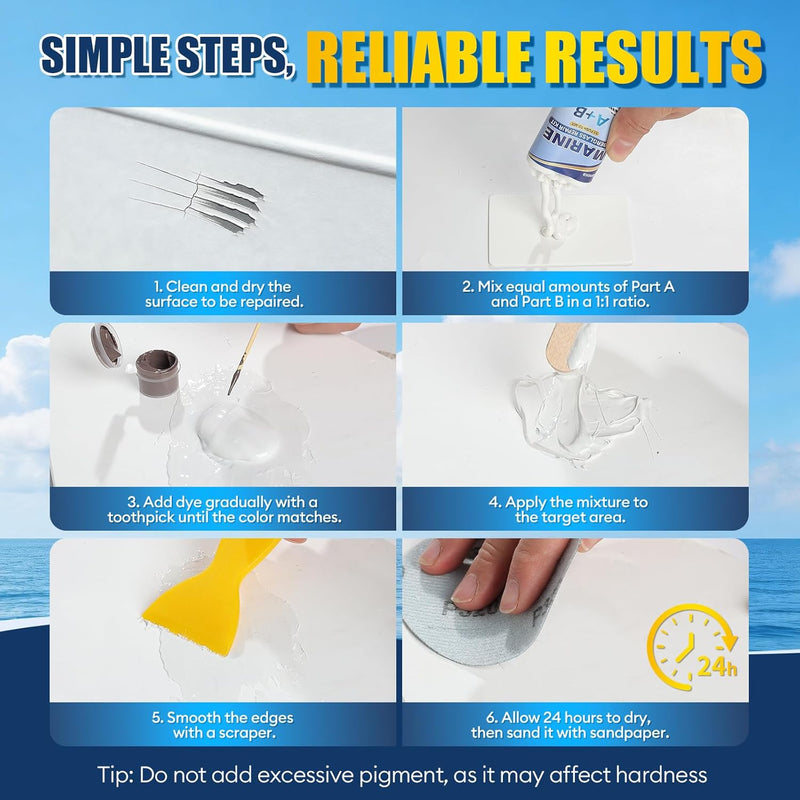 Bathtub Repair Kit White for Tubs, Fiberglass Showers, Tiles, Sinks & Countertops, Fix Chips, Cracks, Holes, Scratches on Porcelain, Enamel, Acrylic, Granite, Ceramic, Quartz Surfaces