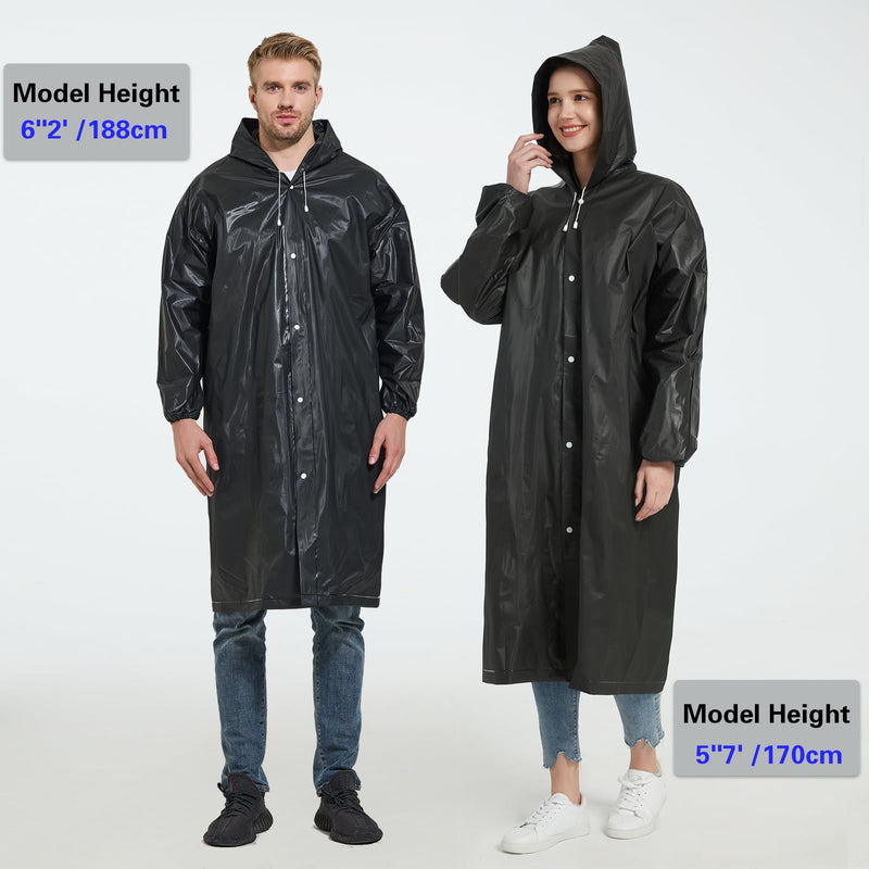 Rain Ponchos for Adults(2-5pcs),Lightweight Rain Coat,Raincoat for Women Men Raincoat One Size Black 5pcs