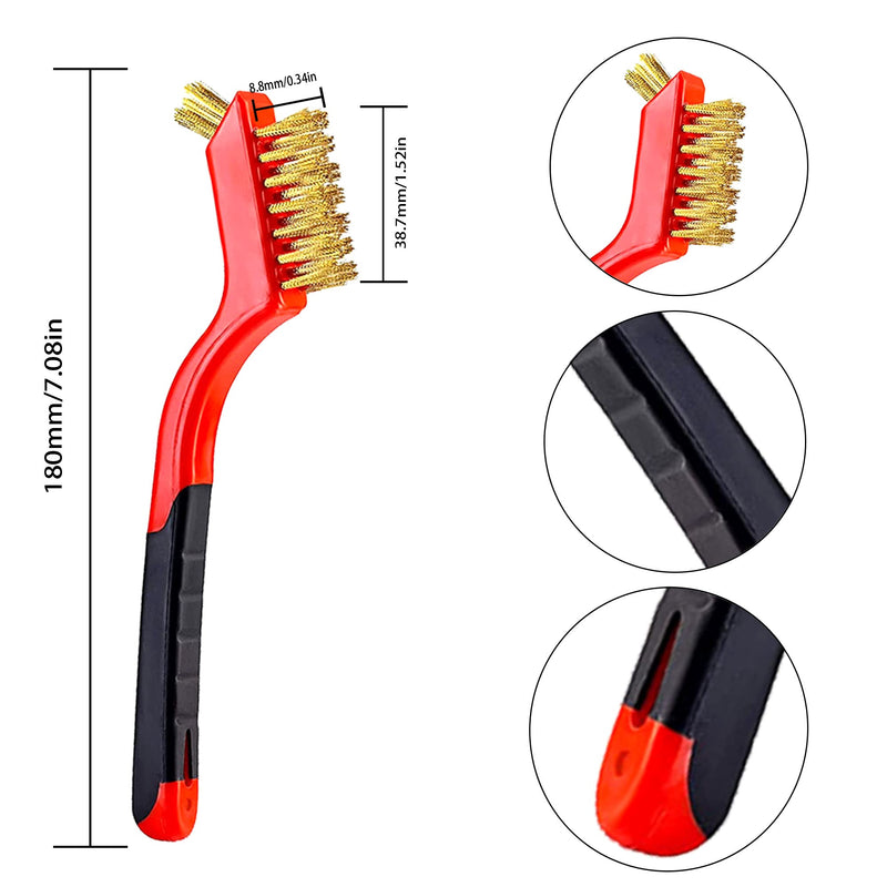 Wire Scratch Brush Set Soft Grip for Rust, Dirt & Paint Scrubbing with Deep Cleaning (24, 24PCS - 10PCS Stainless Steel Wire 10PCS Brass Wire and 4PCS Nylon Wire) 24