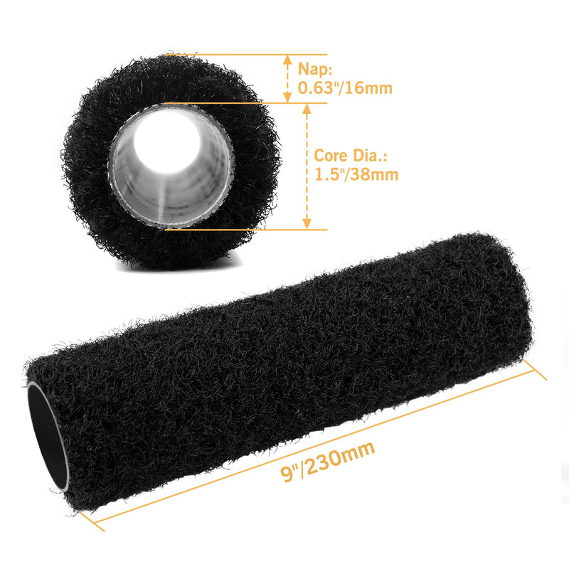 ROLLINGDOG 9" Drywall Compound Roller 2pcs roller sleeves with roller frame(pack of 3)