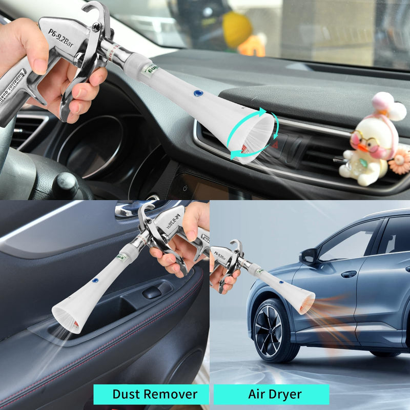 Air Blow Gun with Brass Adjustable Air Flow Nozzle,Cleaning Gun Quickly Blasts Dirt and Dust from Surface Works with Air Compressor Silver