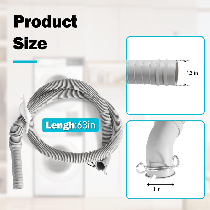 NEW AEM73732901 Washer Drain Hose Assembly Length 63 in Compatible with LG Kenmore Washer Replacement AEM74053001 MEJ62685201 2702257 PS8749199 AP5783629 EAP8749199