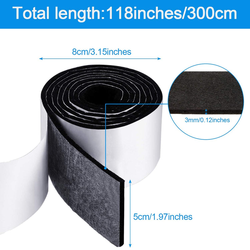 2 Packs Felt Strips with Adhesive Backing Non Slip Felt Furniture Pads Adhesive Felt Roll Felt Tape for Protecting Hardwood Floors Chair Wall Protector(120 x 2 x 0.12 Inch, Black) 120 x 2 x 0.12 Inch