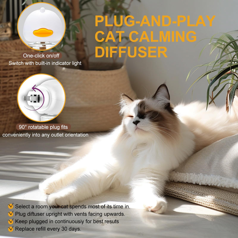 Calming Pheromone Diffuser for Cats, Relieve Anxiety and Stress Calming Diffuser for Cats 3 Refills, Reduce Fighting and Scratching