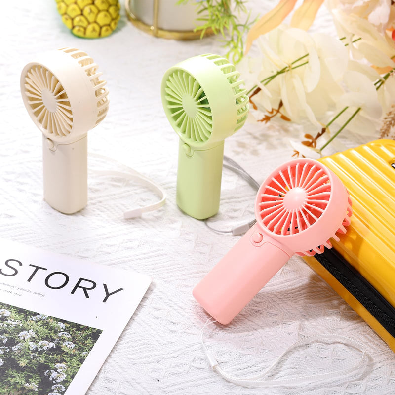 12 Pcs Mini Portable Fan Handheld Battery Operated Portable Small Personal Fans for Summer Beach Indoor Outdoor Travel Cooling Gift (Green,Pink,White) Green, Pink, White 12