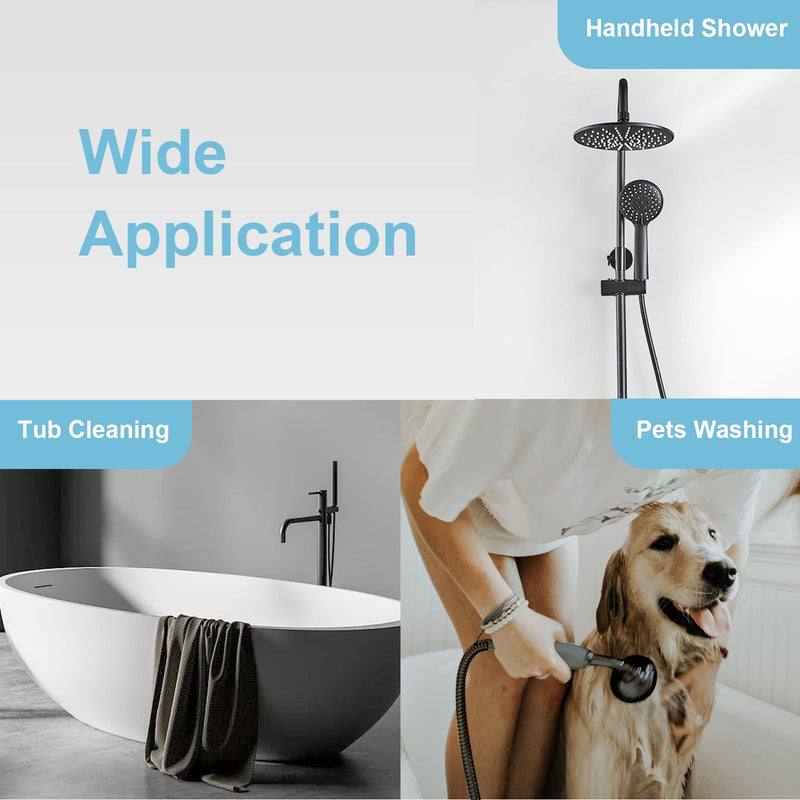 OFFO Shower Hose, Kink Free Stainless Steel Shower Hose Attachment Electroplating Handheld Shower Head Hose Flex Hoses Extension with Brass Insert & Nut for Pet Bathing Cleaning 60 Inch, Matte Black 60 Inches