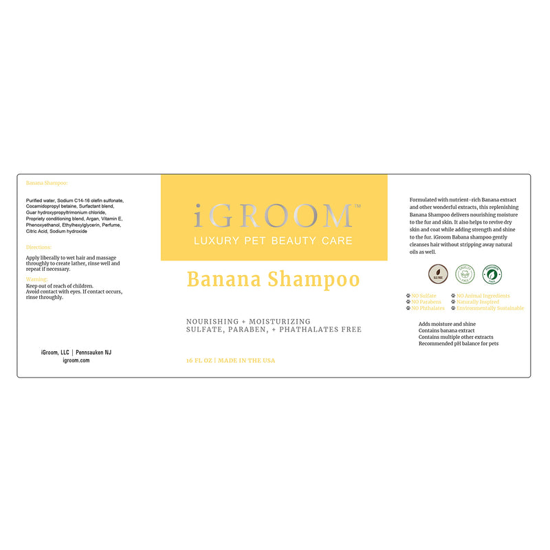 iGroom Dog Shampoo + Dog Conditioner Groomers Bundle - Banana Dog Shampoo Concentrate, Nourish & Moisturize, Nutrient Rich, 16 oz - Pro-Keratin Leave-in Dog Conditioner, Excellent Detangling, 16 oz - PawsPlanet Australia