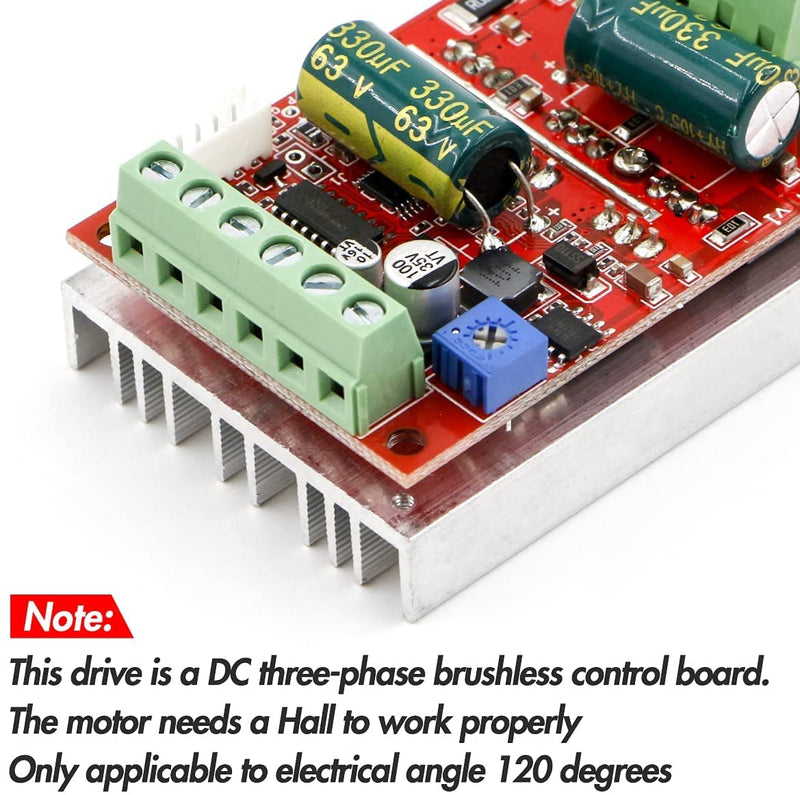 RioRand 350W 6-60V PWM DC Brushless Electric Motor Speed Controller with Hall Red