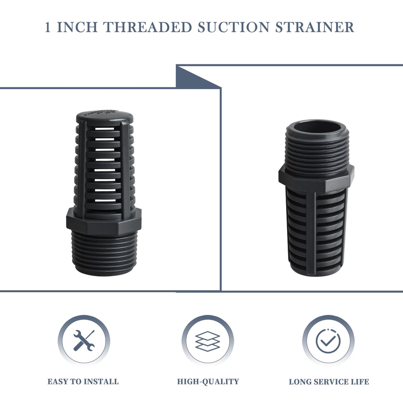 1 Inch Threaded Suction/Overflow Strainer, Screen Strainer 1 Inch Dark Grey 2 Pcs