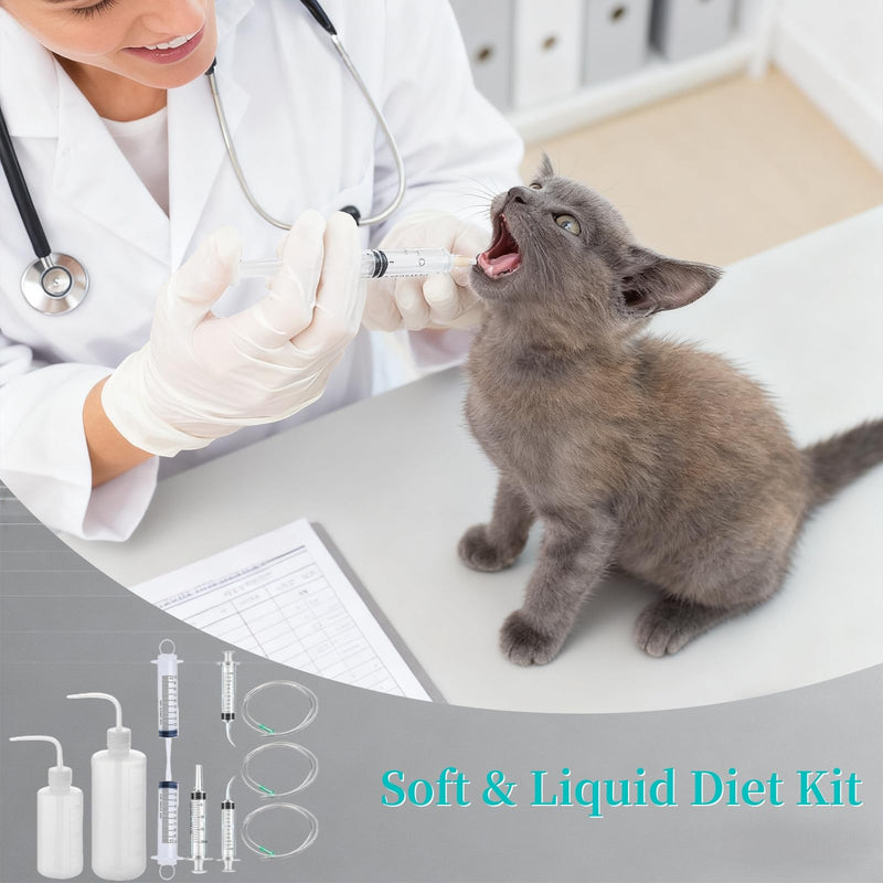 Soft & Liquid Diet Kit - 10 Pcs Jaw Surgery Recovery Feeding Set with 4 Direct Syringes, 1 Curved Syringes, 2 Squeeze Bottles, 3 Tubing - for Jaw Surgery Recovery, Liquid Feeding, Epoxy Resin, Oils & Industrial Use