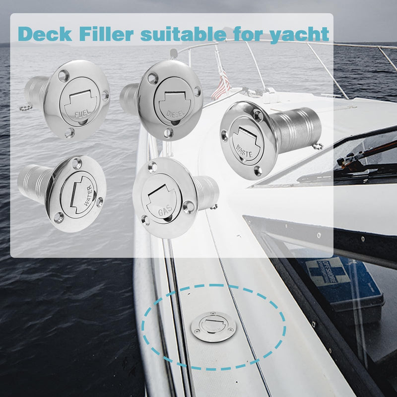 YANYUCB Boat Deck Fuel/Gas/Water/Diesel/Waste Filler(1-1/2 inch,2inch),316 Stainless Steel Deck Filler with Key/Keyless Cap,Marine Fuel Tank Filler Neck,Boat Deck Hardware for Boat Yacht 1-1/2 inch A-Fuel-Straight